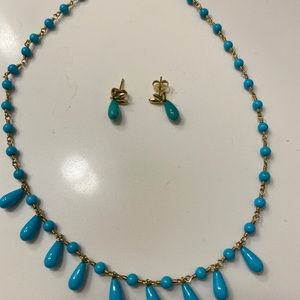 Beautiful gold and turquoise necklace with matching earrings. Rare design